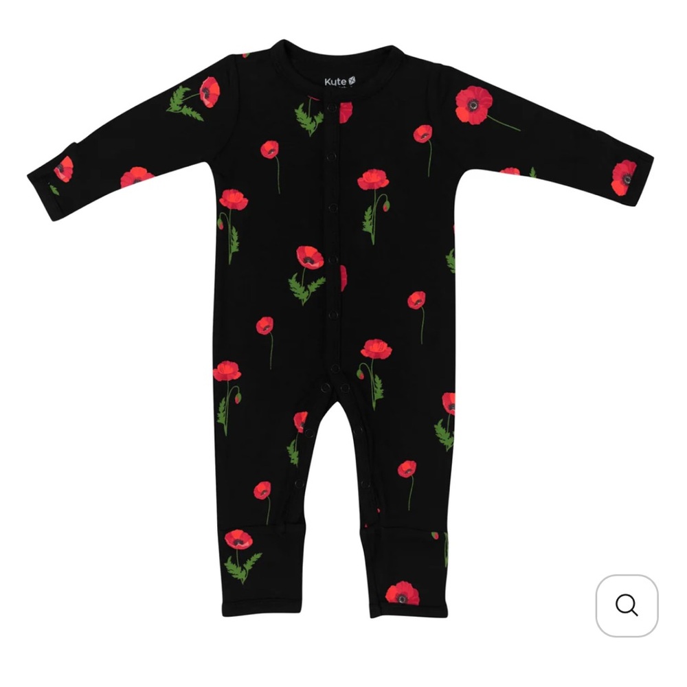 Kyte Baby Snap Romper in Midnight Poppies - 0-3m